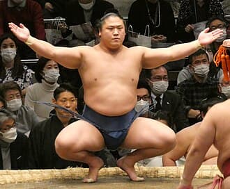 Photograph of Wakatakakage, makuuchi yūshō winner.